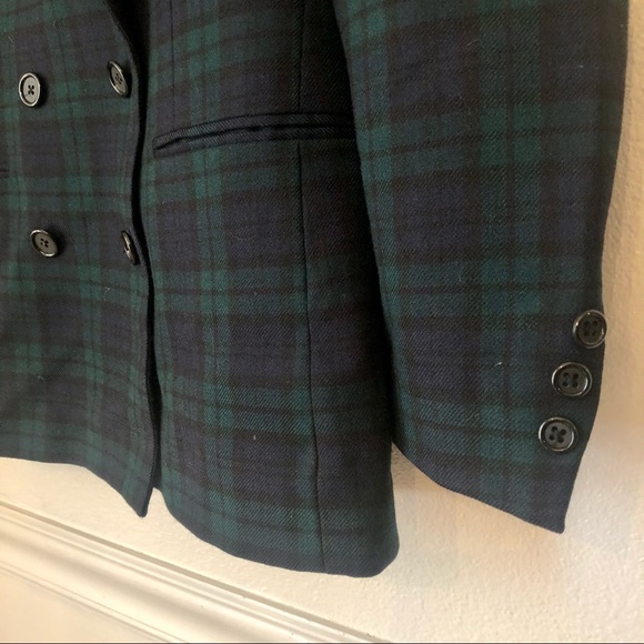 BOYD’S THREADNEEDLE STREET | Vintage Navy Green Tartan Double Breasted Blazer 4P - Picture 2 of 7